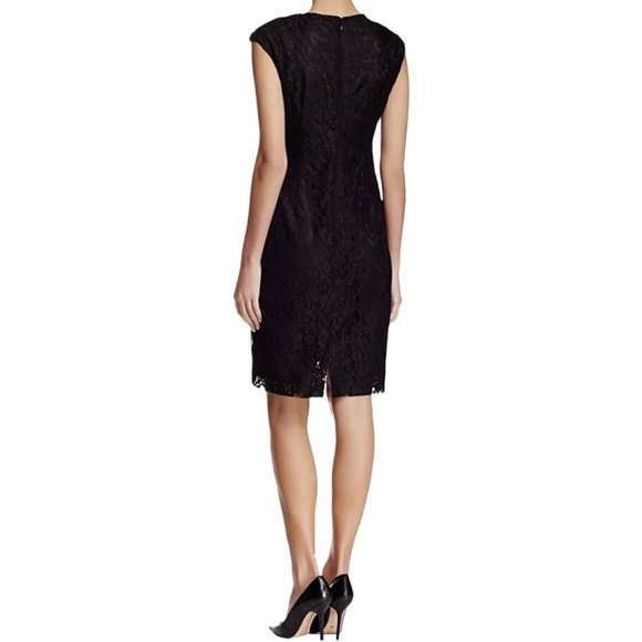 Tahari Womens Black Stylish Square Neck Sheath Dress Size 8 - Picture 2 of 11